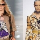Four female runway models dressed in high-fashion - but very inappropriate - safari outfits