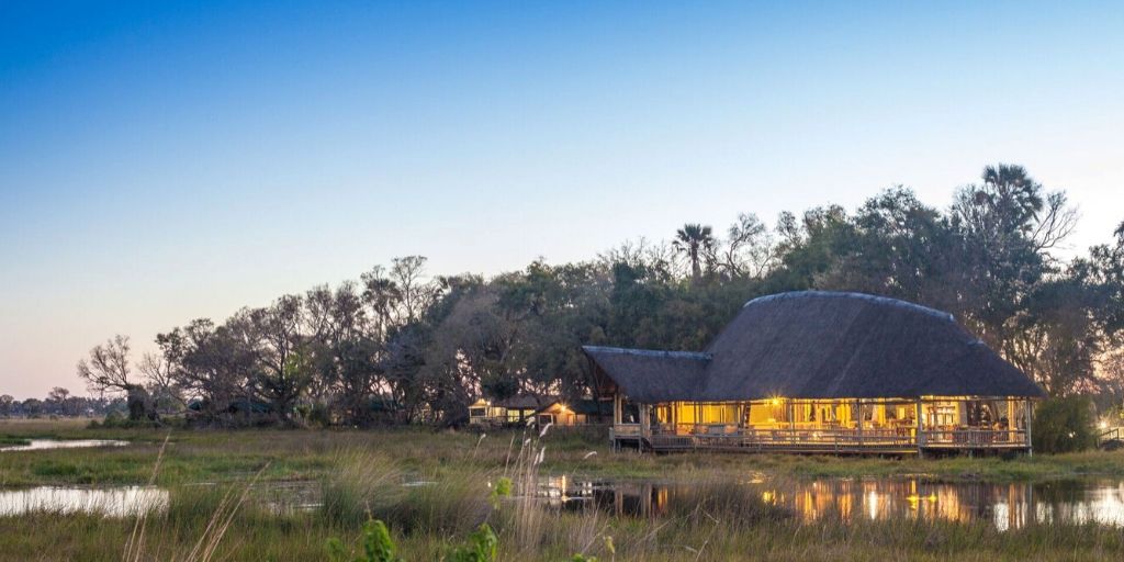 Moremi Crossing from across the waters of the Okavango