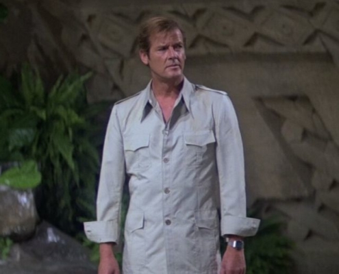 roger moore in 1970's safari suit