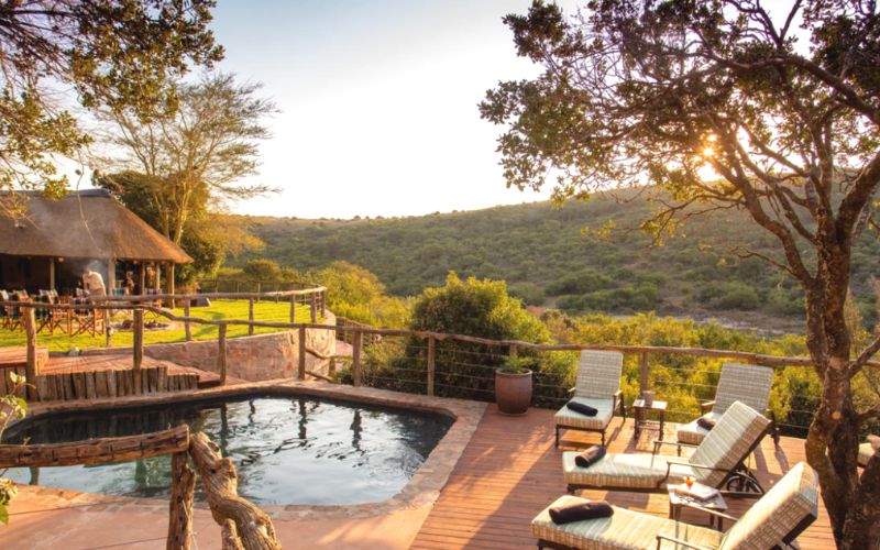 Pool area at Mark's Camp at the Lalibela Game Reserve in South Africa.