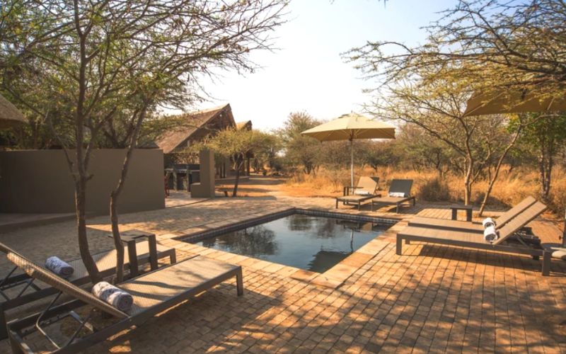 Pool area at Nkala Safari Lodge in the Pilanesberg National Park in South Africa.